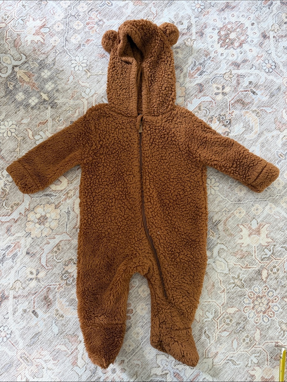 Cozy Brown Teddy Hooded One-Piece for Baby